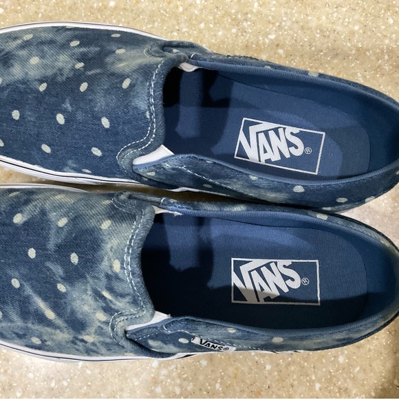 VANS NWT Asher Denim Polka Dot Platform Moonlight Blue Shoes Womens Size 8 - Picture 5 of 7